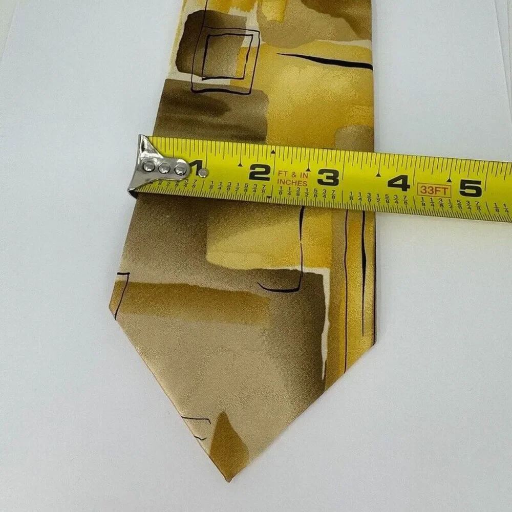 J.Garcia Silk Neck Tie Nude Collection 52 Yellow Geometric Jerry‎ Artist Mens